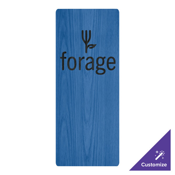 Menu Solutions WDPIX-BD True Blue 4 1/4" x 14" Customizable Wood Menu Board with Picture Corners