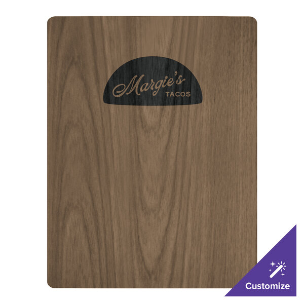 A weathered walnut wood menu board with the name "Maria's" on it.