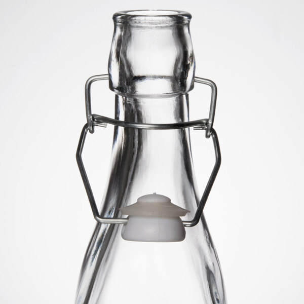 Acopa 19 oz. Clear Glass Bottle with Wire Bail Swing Top Lid 12/Case