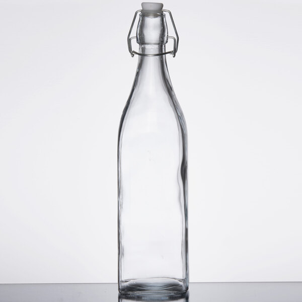 Acopa 35 Oz Clear Glass Bottle With Wire Bail Swing Top Lid 12 Case