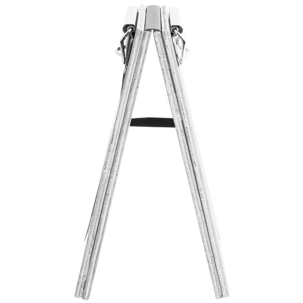 A white wood menu board tent with a clip.