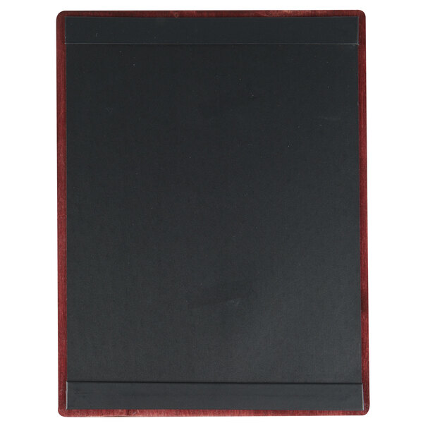 A black and red wooden framed board.