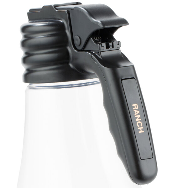 A black polypropylene dispenser tag with an orange "Ranch" print.