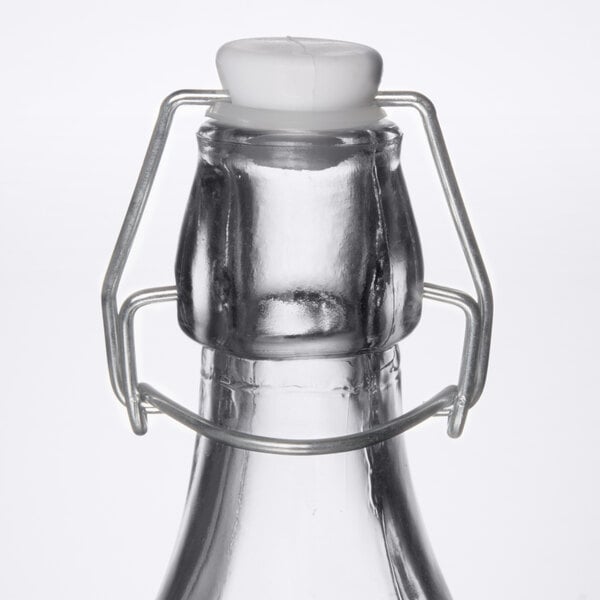 Download Acopa 8.5 oz. Clear Glass Bottle with Wire Bail Swing Top Lid - 12/Case