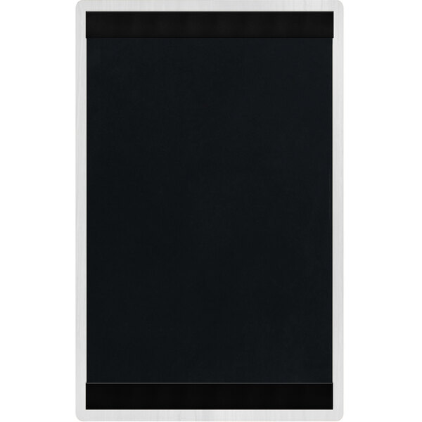 A black rectangular object with white border.