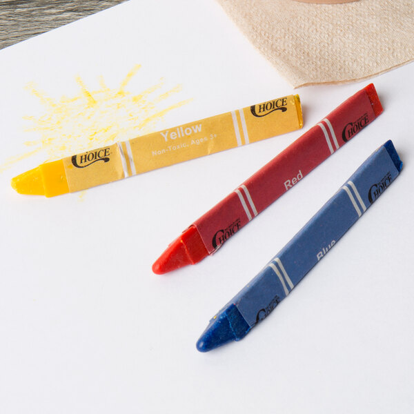 Choice 3 Pack Triangular Kids' Restaurant Crayons in Cello Wrap 500/Case