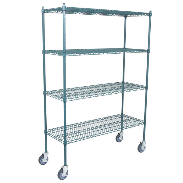 Regency 18 X 48 Nsf Green 4, Metal Shelving With Casters