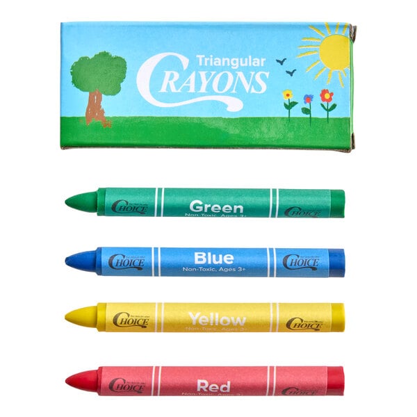 Choice 4 Pack Triangular Kids' Restaurant Crayons in Print Box - 500/Case