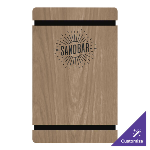 A wood surface with a logo on it using rubber bands.