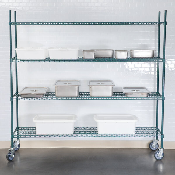 NSF Green Epoxy 2-Shelf Kit with 27 14 Kitchen Storage Garage Cabinet Shelf Organizer inch. Posts inch. x 24 Perfect for Home Commercial inch. 