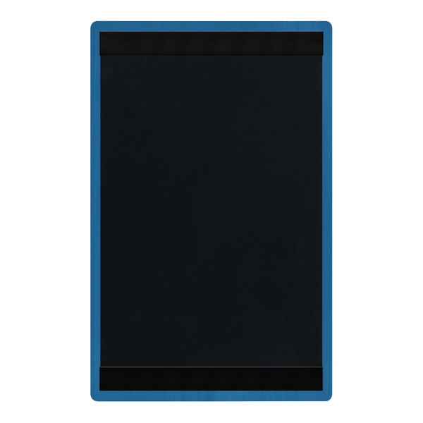 Menu Solutions WDSTR-D True Blue 8 1/2" x 14" Customizable Wood Menu Board with Top and Bottom Strips