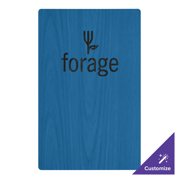 Menu Solutions WDSTR-D True Blue 8 1/2" x 14" Customizable Wood Menu Board with Top and Bottom Strips