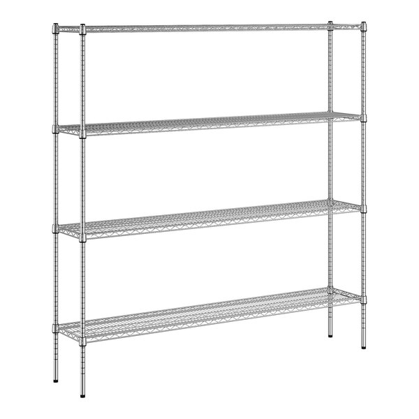 A wireframe of a Regency chrome 4-shelf kit for wire shelving.