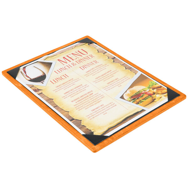 A Menu Solutions wood menu board with a menu on it.