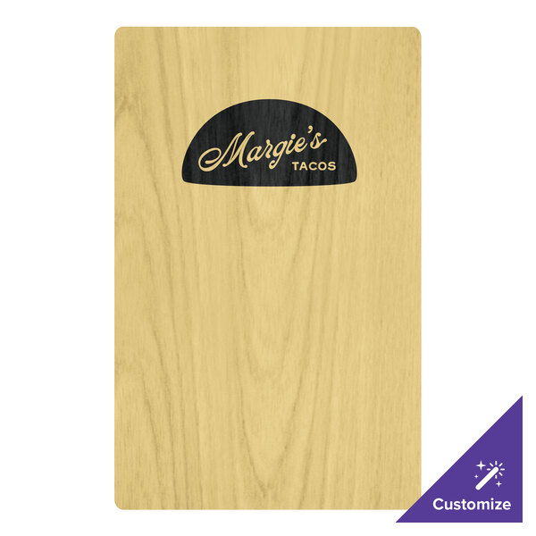 A natural wood menu board with the name "Maria's" on it.