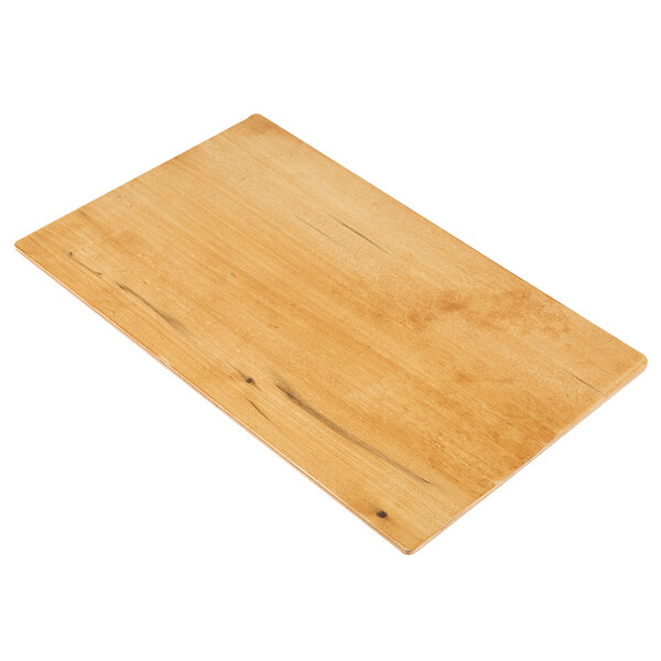 A wooden board with top and bottom strips.