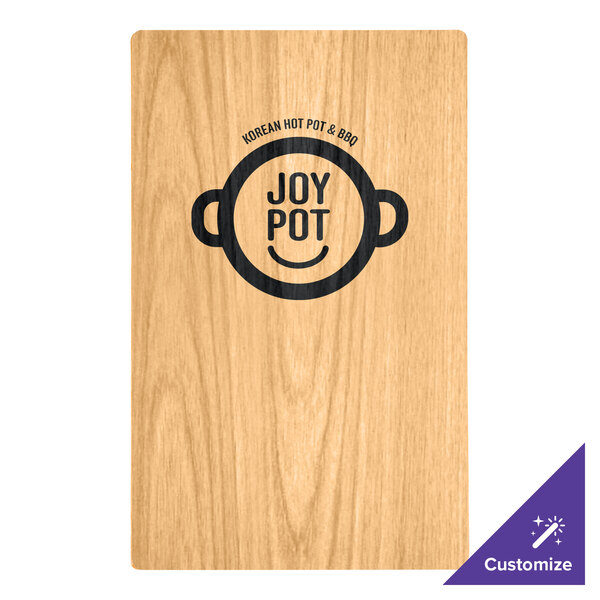 A wood board with top and bottom strips and a logo on it.