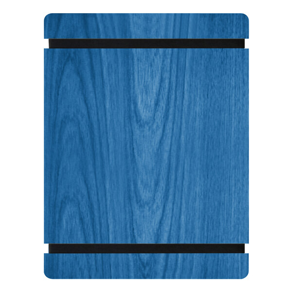 Menu Solutions WDRBB-C True Blue 8 1/2" x 11" Customizable Wood Menu Board with Rubber Band Straps
