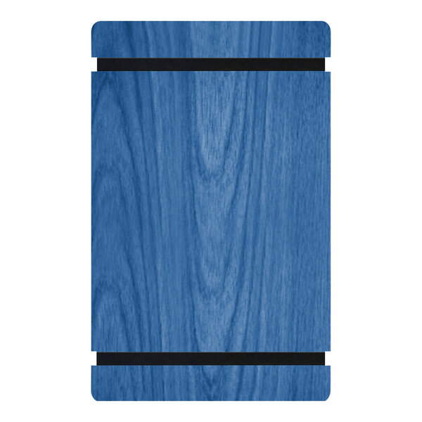 Menu Solutions WDRBB-D True Blue 8 1/2" x 14" Customizable Wood Menu Board with Rubber Band Straps