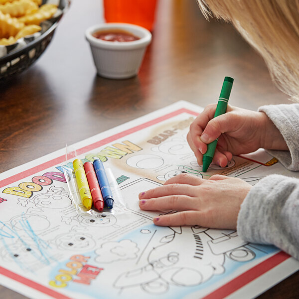 child coloring on menu