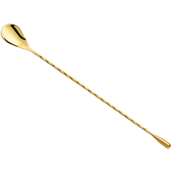 Barfly M37012GD 11 13/16 Gold Plated Classic Bar Spoon with Weighted End