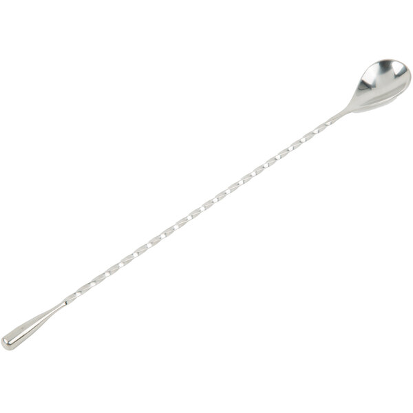 A Barfly stainless steel classic bar spoon with a weighted end and a long handle.