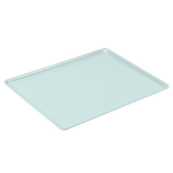 A sky blue Cambro dietary tray on a white background.