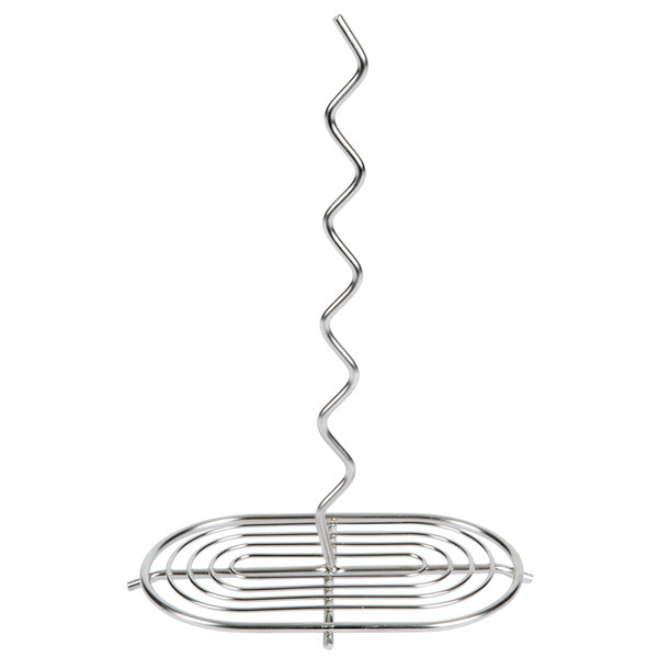 An American Metalcraft stainless steel oval wire basket with a spiral handle.