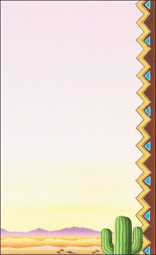 Menu paper with a white background and a southwest themed cactus border.