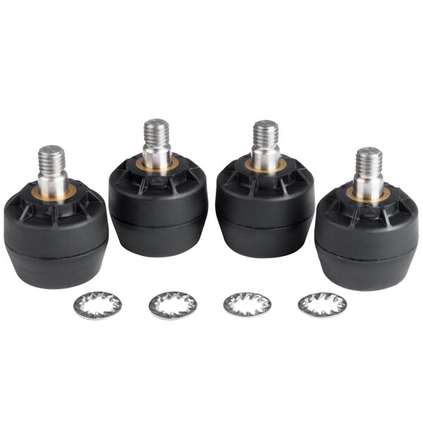 Four black FLAT Tech Equalizers with 3/8"-16 thread screws.