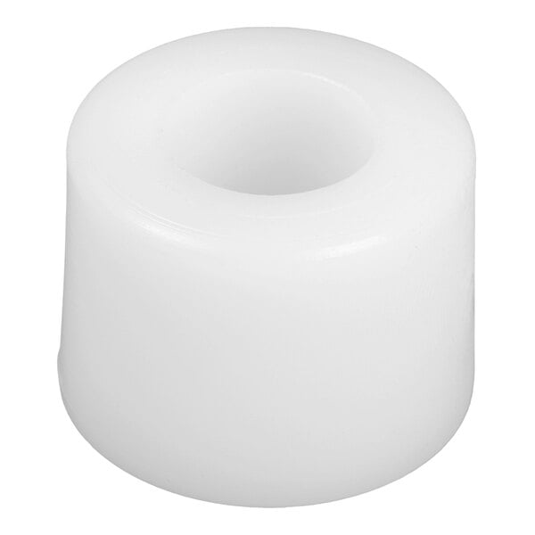 A white circular Garde Guide Rod Bushing with a hole in the center.
