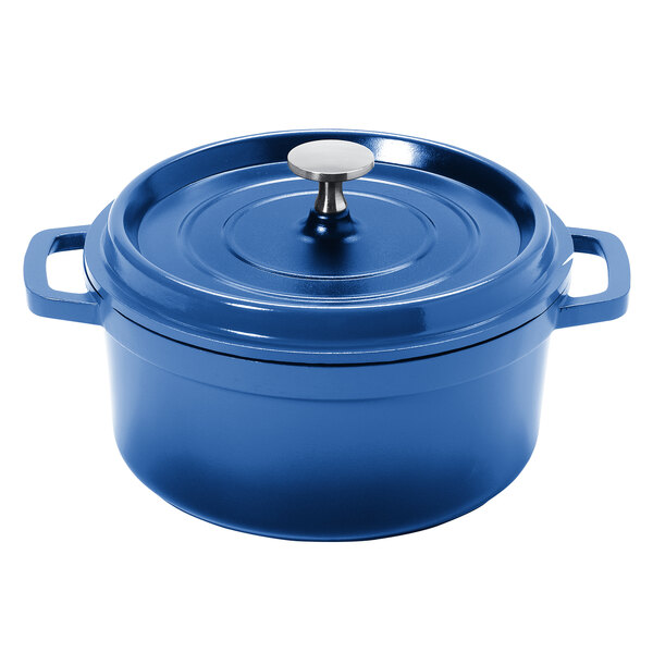 GET CA-011-CB/BK Heiss 2.5 Qt. Cobalt Blue Enamel Coated Cast Aluminum ...