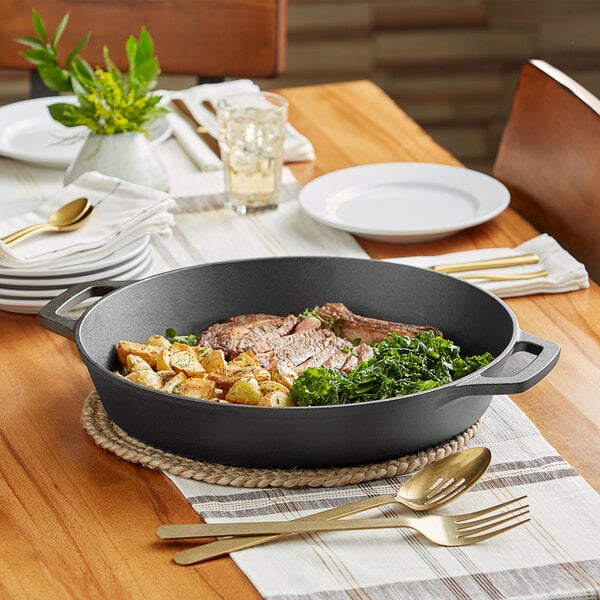 Valor 17 Pre-Seasoned Cast Iron Skillet with Dual Handles