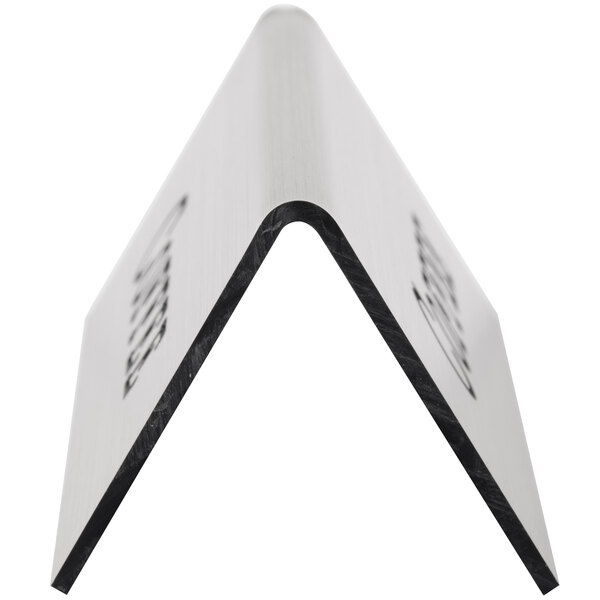 A close-up of a silver metal Cal-Mil coffee beverage tent.