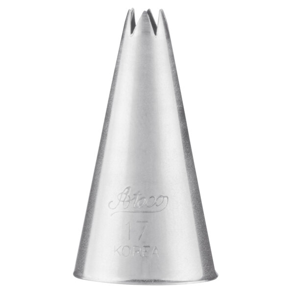 An Ateco silver open star piping tip.