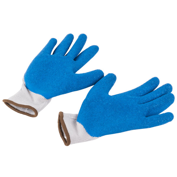 A pair of Cordova blue gloves with white trim.