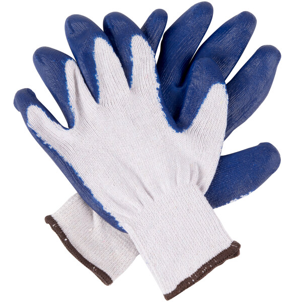 Cotton Work Gloves with Blue Latex Palm 