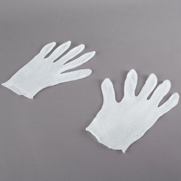 A pair of white Cordova Men's Lightweight Cotton Gloves.