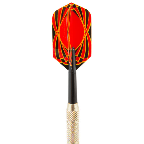 A close-up of a red and black Arachnid SFR150 soft tip dart.