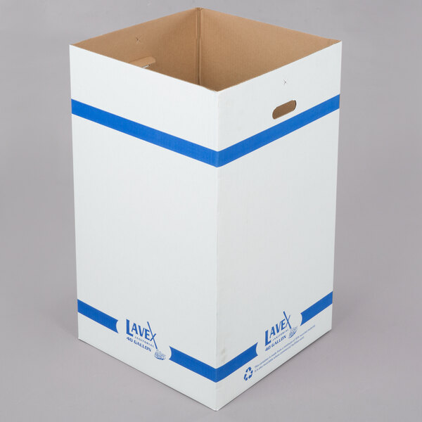 Lavex Janitorial 40 Gallon White Corrugated Cardboard Trash and