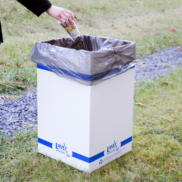 Aviditi Corrugated Trash Can with Waste Logo White 40 Gallon 10//Bundle 18 x 18 x 30
