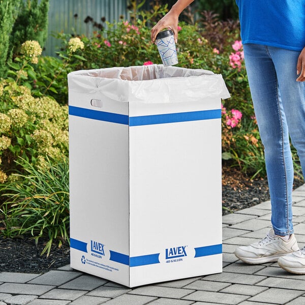 Lavex 40 Gallon White Corrugated Cardboard Trash and Recycling Container - 10/Bundle