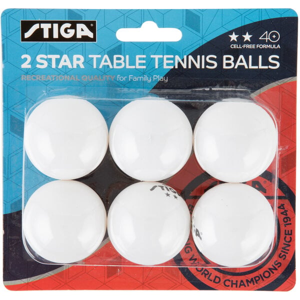 Stiga T1428 2 Star White Ping Pong Balls 6 Pack