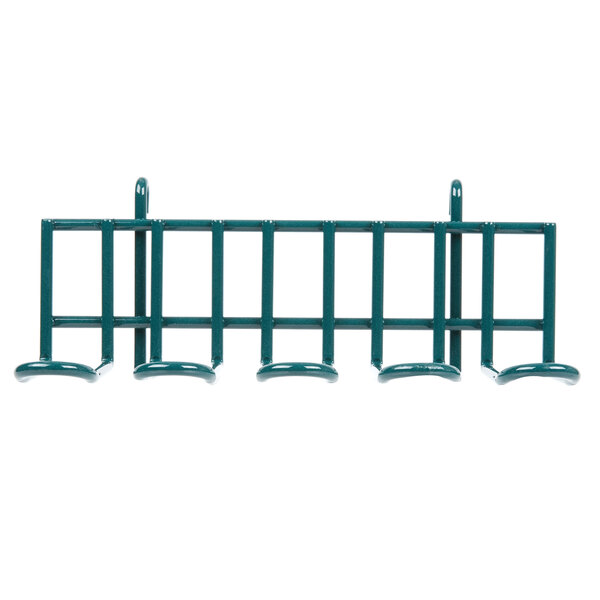 A green Metro Smartwall G3 utensil holder with four hooks.