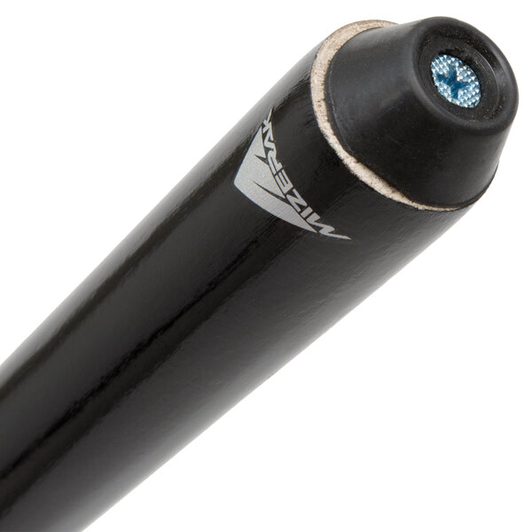 A black Mizerak shorty pool cue stick.