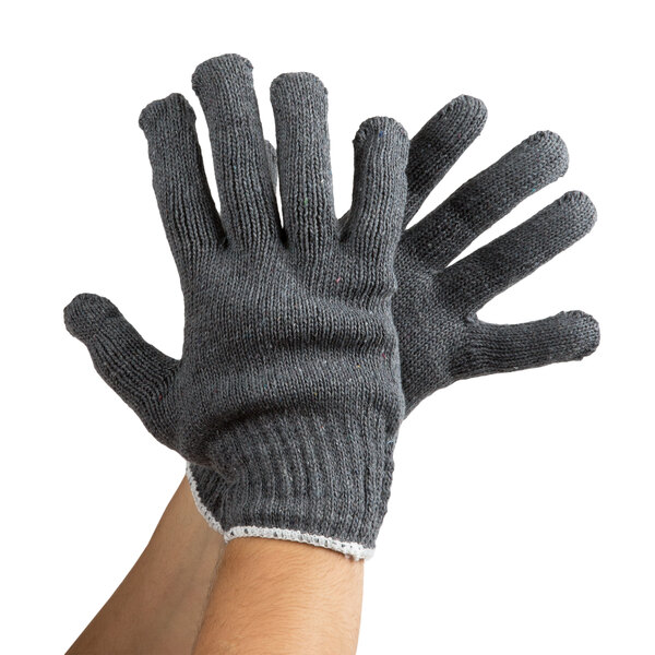 Heavy Weight Gray Polyester / Cotton Work Gloves - Large - Pair - 12/Pack