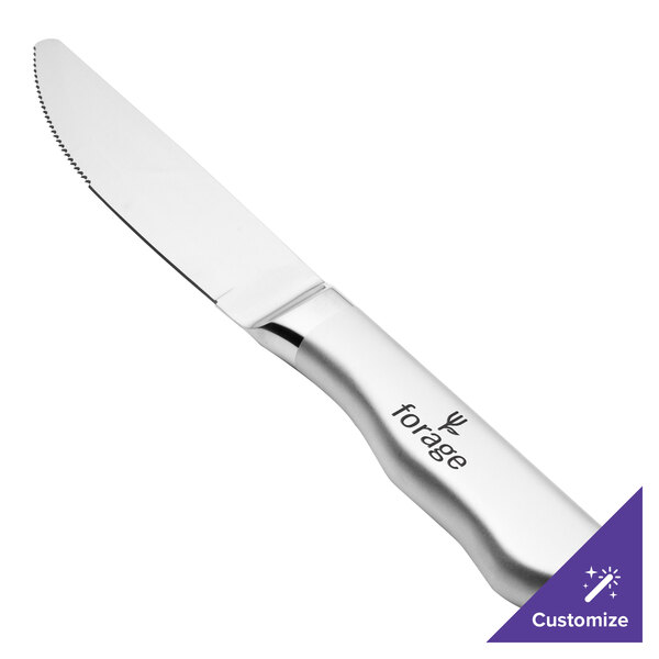 A silver Walco steak knife with a jumbo frost finished hollow handle.
