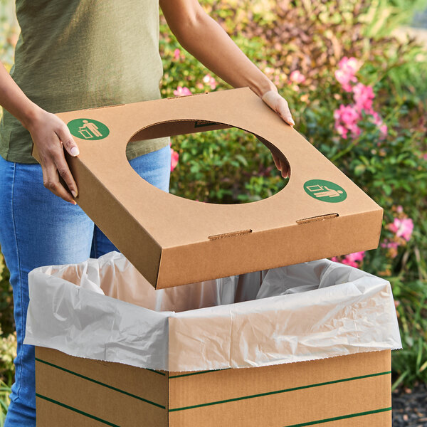 Lavex Kraft Corrugated Cardboard Trash and Recycling Container Waste Lid - 10/Bundle