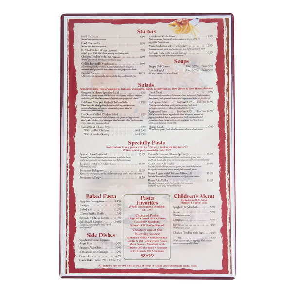 A white Menu Solutions menu board with red and white writing and a red border.