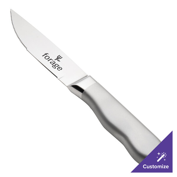A Walco stainless steel steak knife with a frost finished hollow handle.
